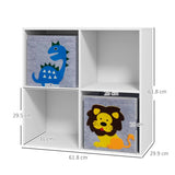 ZONEKIZ Kids Toy Box with Two Non-Woven Fabric Drawers, 61.8 x 29.9 x 61.8cm - White