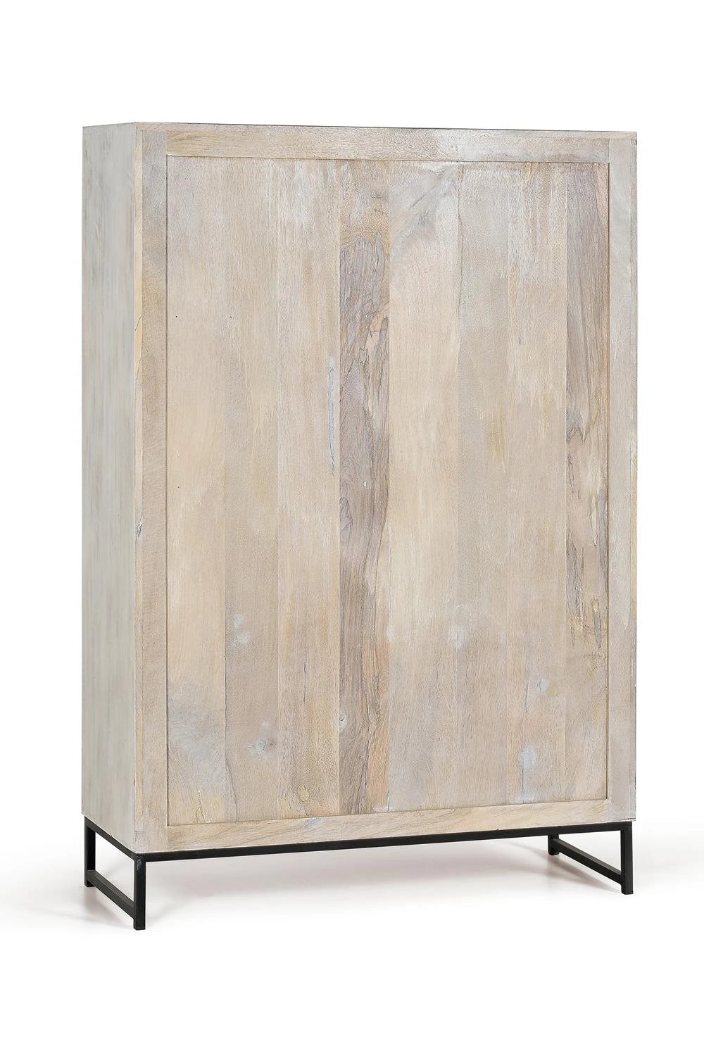 Giner and Colomer - 2-Door Mango Wood Display Cabinet & Metal Base, Carved Doors