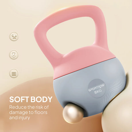 SPORTNOW 8KG Soft Kettlebell, Kettlebell with Non-Slip Handle for Home Gym, Weight Lifting, Strength Training, Pink/Grey