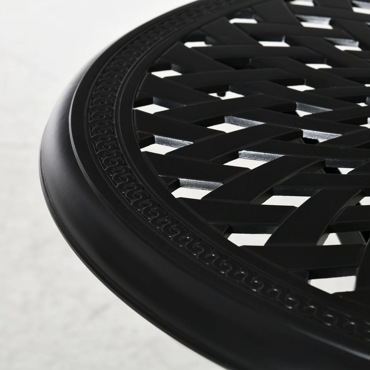 Outsunny 78 cm Round Garden Dining Table with Parasol Hole Antique Cast Aluminium Outdoor Table Only, Black