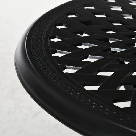 Outsunny 78 cm Round Garden Dining Table with Parasol Hole Antique Cast Aluminium Outdoor Table Only, Black