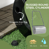 DURHAND 38L Garden Lawn Roller, Water Sand Filled Outdoor Grass Roller, Heavy Duty Metal Lawn Push Rolling Tool Aerator for Grass Seeding, Soil Levelling, Black