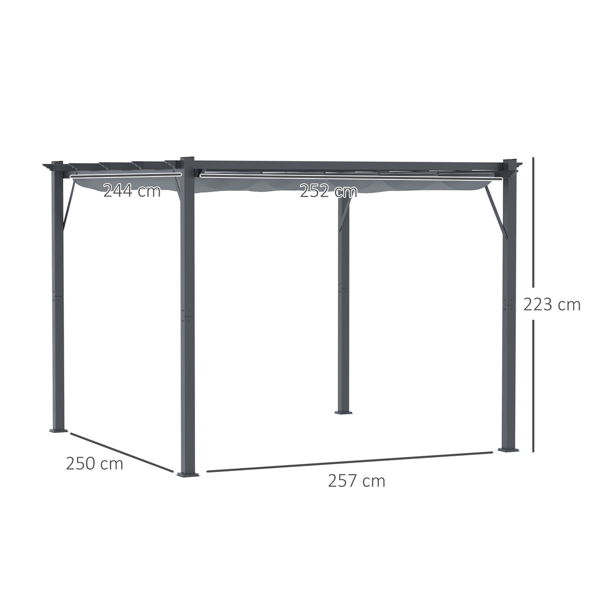 Outsunny 3 x 3 m Aluminum Gazebo, with Retractable Roof - Grey