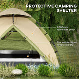 Outsunny Two-Man One Room Camping Tent, with Accessories - Dark Green