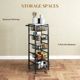 HOMCOM Five Basket Mobile Kitchen Island, with Brakes - Grey/Black