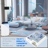 HOMCOM Portable Air Conditioner 14000 BTU, 4-in-1 Air Conditioning Unit, Dehumidifier, Cooling, Fan, Sleep Mode with 3 Speeds, Remote Control, LED Display, 24H Timer, Window Kit, Children Lock, 40m2
