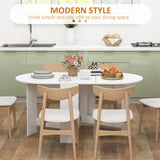 HOMCOM Folding Dining Table, Drop Leaf Table for Small Spaces, Oval Tabletop for Dining Room, Ash Wood-Effect