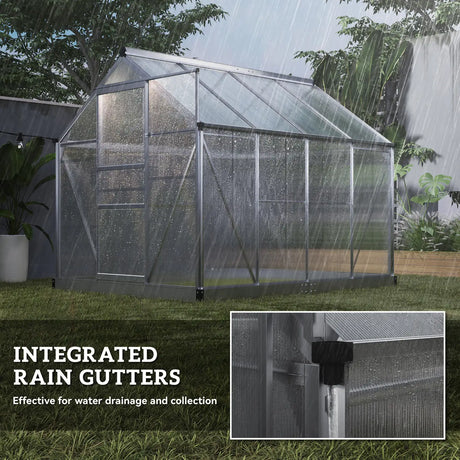 Outsunny 6 x 8ft Walk-In Greenhouse, with Sliding Door - Clear