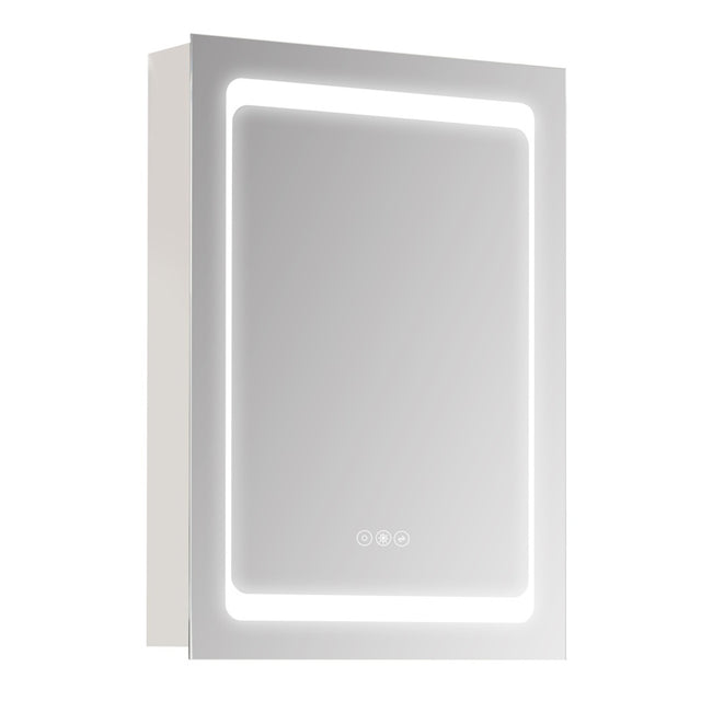 kleankin LED Illuminated Bathroom Mirror Cabinet with LED Lights, Wall-mounted Storage Organizer with Shelves, Touch Switch For Makeup Cosmetic