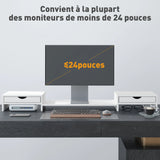 HOMCOM Dual Monitor Stand Riser with 2 Drawers, Adjustable Length and Angle, 116cm Monitor Riser for Laptop, Computer, PC, Small Printer, White