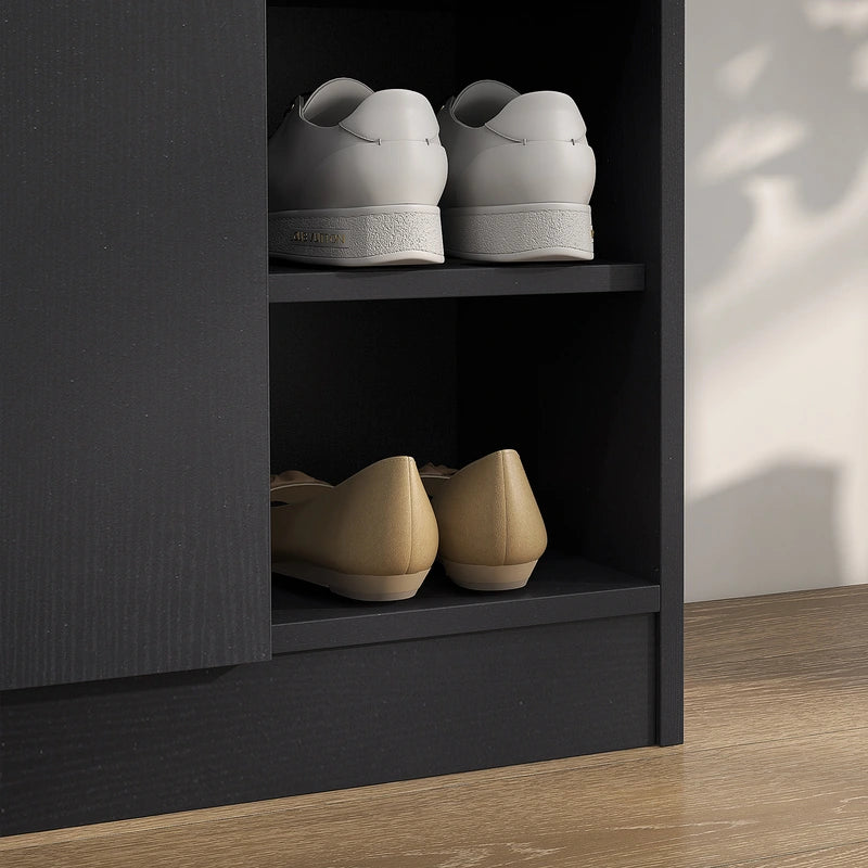 HOMCOM Shoe Storage Cabinet with Adjustable Shelves - Black