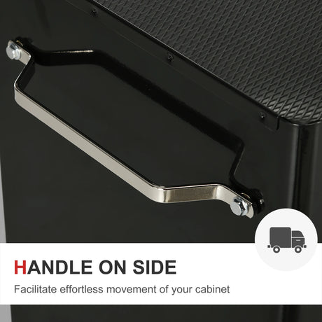 HOMCOM 5-Drawer Tool Chest, Lockable Steel Tool Storage Cabinet with Wheels and Handle Tool Box for Garage, Workshop, Red