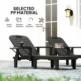 Outsunny Set of 2 Reclining Sun Loungers, 5 Positions Adjustable Outdoor Chaise Lounge Chair with Armrests, Black