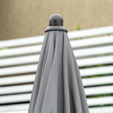 Outsunny 6 Piece Garden Dining Set with Umbrella, Outdoor Dining Sets with Parasol, 4 Folding Dining Chairs & Round Tempered Glass Table, Grey