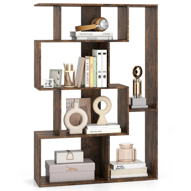 6-Cube Open-back Geometric Bookshelf with Anti-tip Kits-Coffee