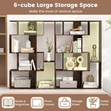 6-Cube Open-back Geometric Bookshelf with Anti-tip Kits-Coffee