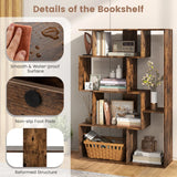 6-Cube Open-back Geometric Bookshelf with Anti-tip Kits-Coffee