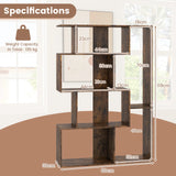 6-Cube Open-back Geometric Bookshelf with Anti-tip Kits-Coffee