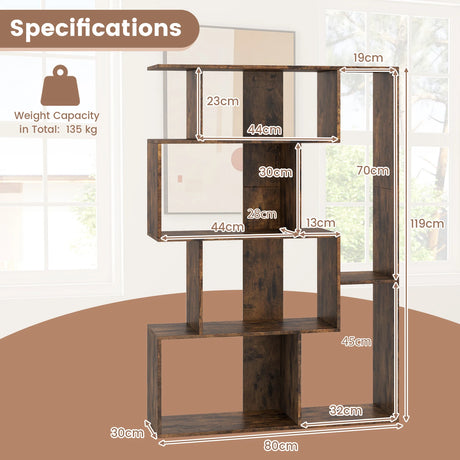 6-Cube Open-back Geometric Bookshelf with Anti-tip Kits-Coffee