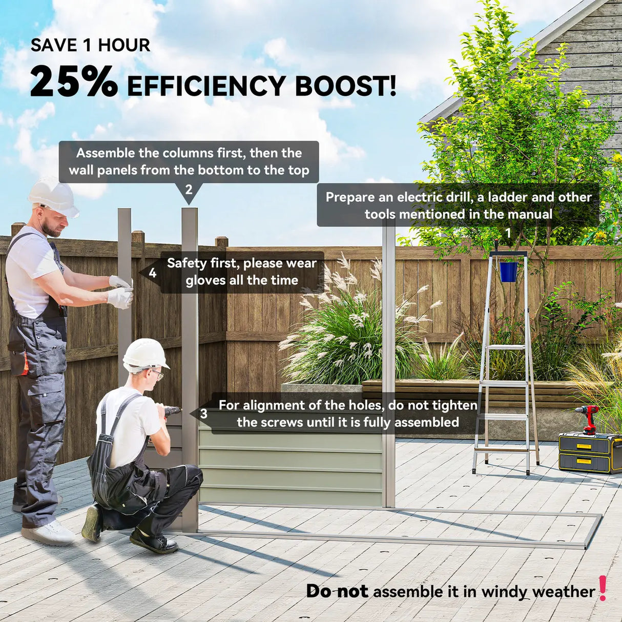 Outsunny 3.7 x 7.9ft Galvanised Steel Shed, with Latched Door and Padlock - Light Grey