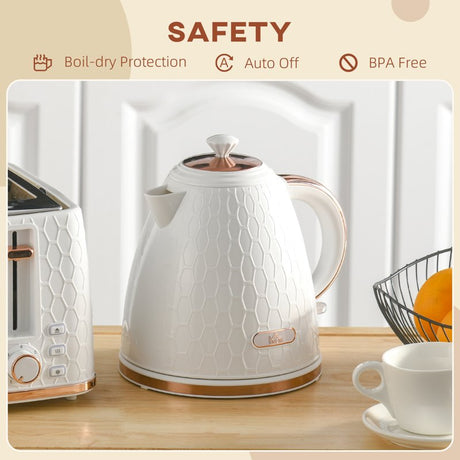 HOMCOM 3kW Rapid Boil Honeycomb Kettle - Cream