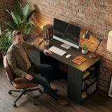 HOMCOM Computer Desk, Writing Table, PC Workstation with 3 Storage Shelves and Drawers, Handle, for Home Office, Black