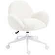 HOMCOM Makeup Vanity Chair, Cute Fluffy Desk Chair with Rolling Wheels for Bedroom Living Room, Cream White