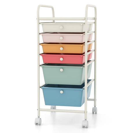 6 Drawers Rolling Storage Cart Organizer-Macaron