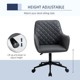 Vinsetto Office Desk Chair, Leather-Feel Fabric Computer Swivel Chair with Rolling Wheels and Adjustable Height for Home, Grey