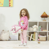 AIYAPLAY Unicorn Stick Horse with Wood Wheels, Real Pony Neighing and Galloping Sounds, Grip Handle, 95 cm, White