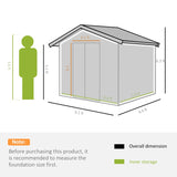 Outsunny 9 x 6ft Metal Garden Shed, Outdoor Storage Tool House with Ventilation Slots, Foundation Kit and Lockable Double Doors, Yellow