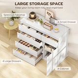HOMCOM Modern Sideboard, Sideboard Storage Cabinet with 5 Drawers, Adjustable Shelf, Soft-Close Door, White