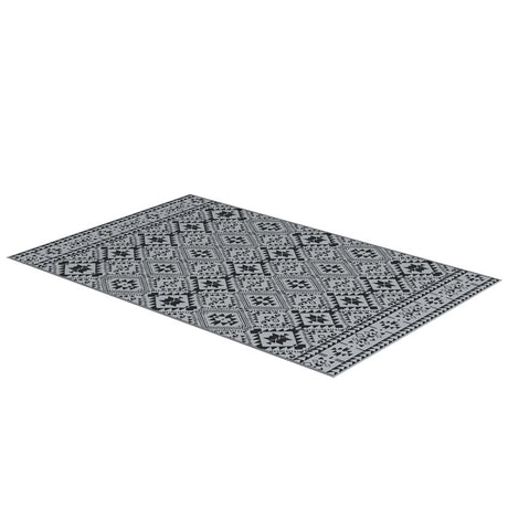 Outsunny 182 x 274cm Reversible Patterned Outdoor Rug, with Bag - Black/Grey