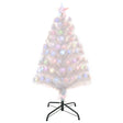 HOMCOM 3FT Pre-Lit Artificial Christmas Tree w/ Fibre Optic LED Lights Holiday Home Xmas Decoration-White