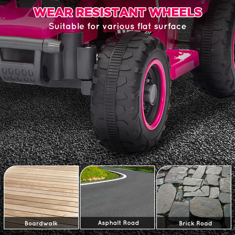 AIYAPLAY 6V Electric Quad Bike for Kids, Ride On ATV w/ Forward/Reverse, Headlights, for Ages 18-36 Months, Pink