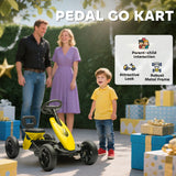 AIYAPLAY Pedal Go Kart for Kids 2-5 Years, with Silent EVA Wheels, Metal Frame, Yellow