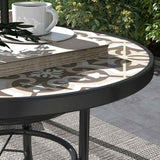 Outsunny Φ60 Garden Table, with Glass Printed Tabletop - Brown