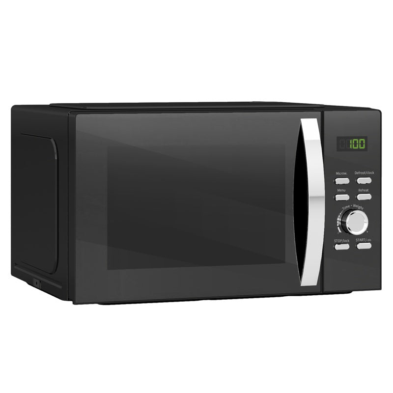 HOMCOM 23L 800W Microwave Oven, Digital Solo Microwave with 5 Power Levels, Automatic Defrost, 8 Auto Cook Menus, 60 Minutes Timer, Clock, Easy Clean, Small Black Microwave