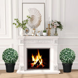 HOMCOM Set of Two Artificial Boxwood Balls Plants - White