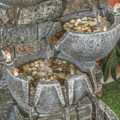 Outsunny Outdoor Water Fountain with LED Lights, 80cm Tall 5 Tiers Cascading Water Feature for Garden Patio Home Decor, Mixed