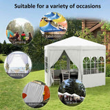 Outsunny 4 m Party Tent Wedding Gazebo Outdoor Waterproof PE Canopy Shade with 6 Removable Side Walls