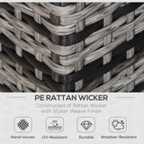 Outsunny Rattan Sofa, 2 Seater Garden Furniture with Soft Padded Cushion and Armrests, Wicker Garden Loveseat for Patio, Mixed Grey