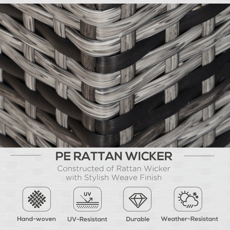 Outsunny Rattan Sofa, 2 Seater Garden Furniture with Soft Padded Cushion and Armrests, Wicker Garden Loveseat for Patio, Mixed Grey