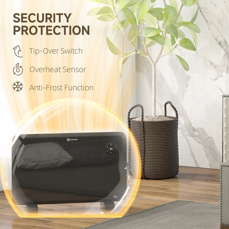 HOMCOM 1.2kW Freestand/On-Wall Electric Convector Heater, with Adjustable Thermostat - Black