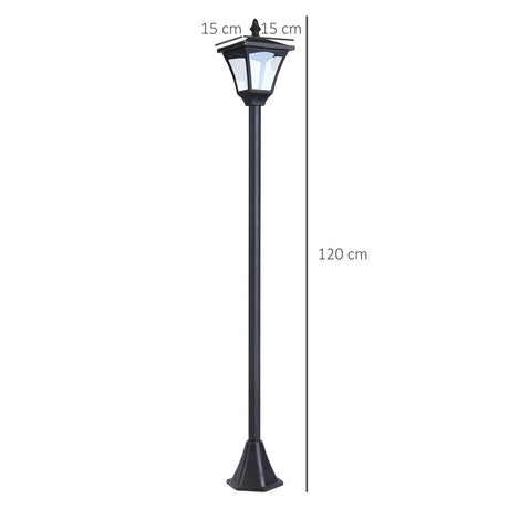 Outsunny Set of 2 Outdoor Garden Solar Post Lamp Sensor Dimmable LED Lantern Bollard IP44 Energy-saving 1.2M Tall, Black