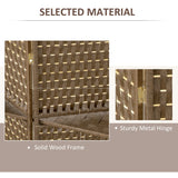 HOMCOM 4-Panel Room Dividers with Shelves, Wave Fibre Freestanding Folding Privacy Screen Panels, Partition Wall Divider for Indoor Bedroom Office, 180 cm, Brown