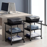 HOMCOM Three-Tier Steel Printer Stand, with Wheels - Black