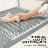 Outsunny Stackable Garden Chairs Set of 4, Rattan Effect Outdoor Dining Chairs, Light Grey