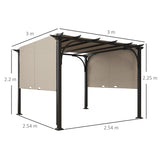 Outsunny 3 x 3(m) Outdoor Pergola, Garden Pergola Gazebo with Adjustable Canopy, Beige