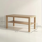 HOMCOM 2-Tier Coffee Table with Storage Shelf, Rectangular Centre Table for Living Room, Home Office, Natural Wood Finish